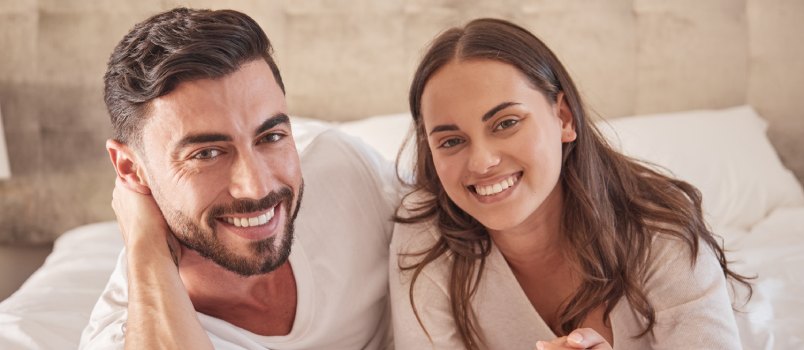 Smiling couple having fun