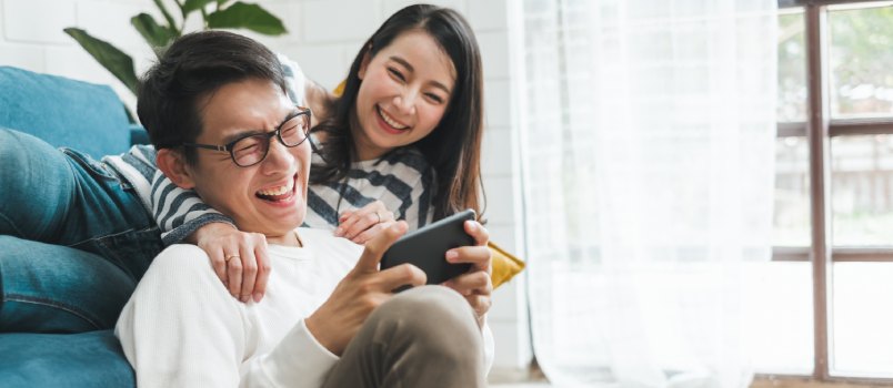Man and woman talking working