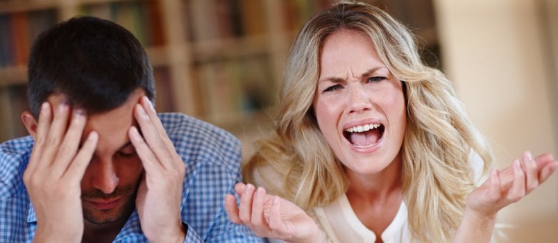 Woman shouting on man 