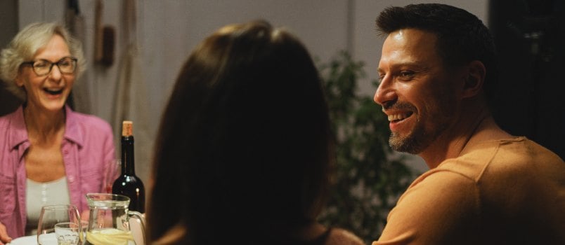 Man smiling happily
