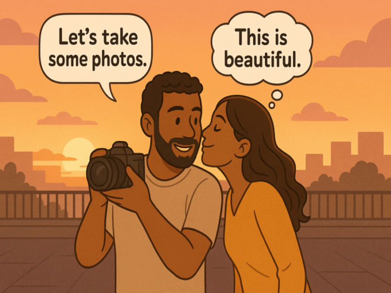 Couple enjoying sunset