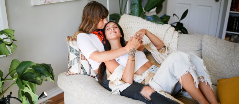 Couple relaxing on couch 