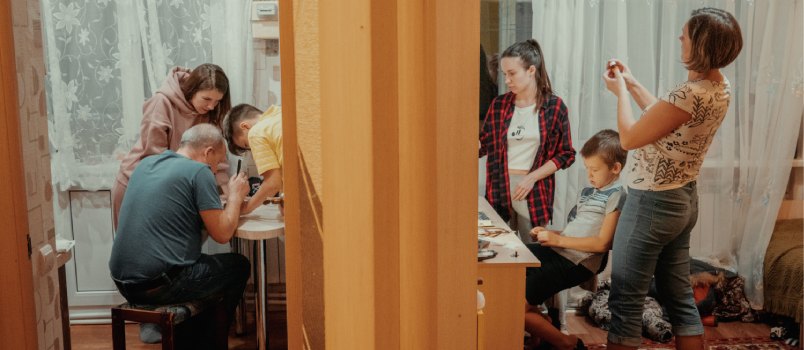 Family daily life in apartment