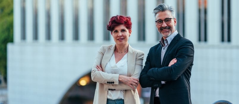 Middle aged couple posing