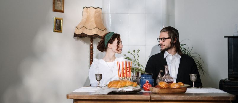 Couple having traditional lunch