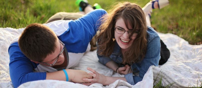 Two person playing outside