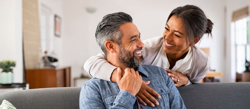 Woman hugging her husband
