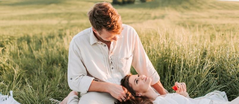 Woman laying on partner lap