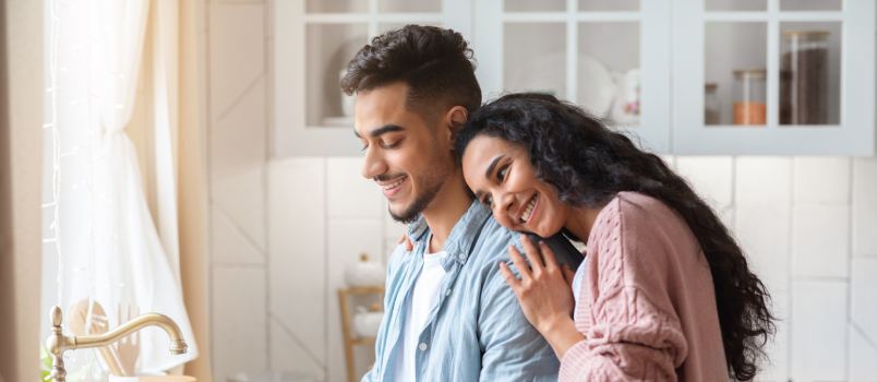 Husband working in kitchen
