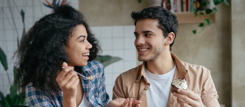 Young couple having communication together