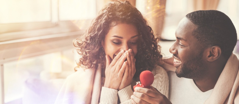 Handsome man proposing his girlfriend