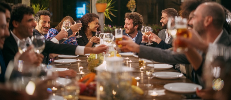 Group having fun outside