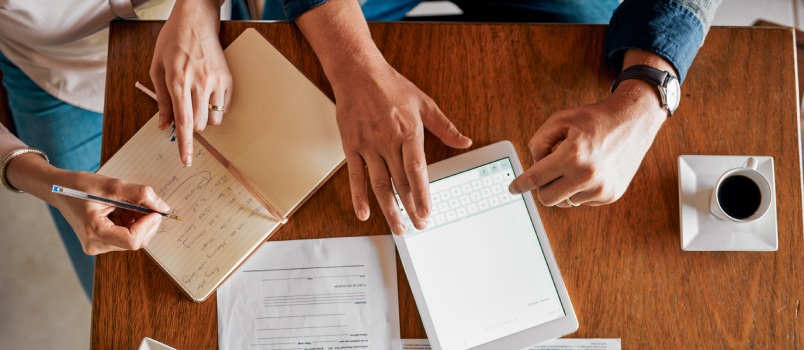 Couple doing financial work
