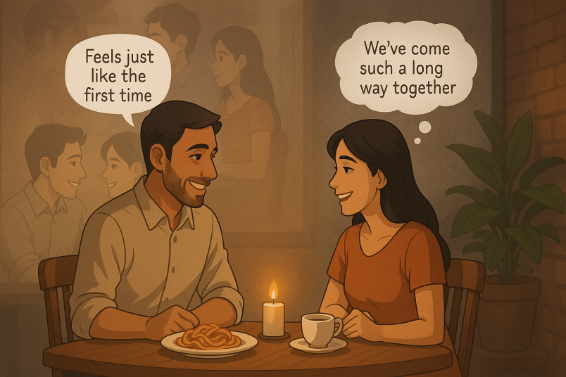 Couple having date night