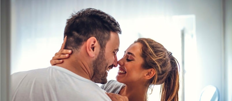 Young couple sharing intimate moment