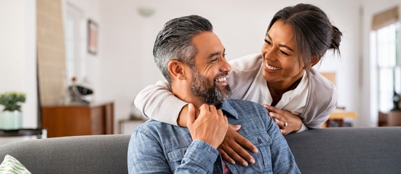 Woman hugging her husband