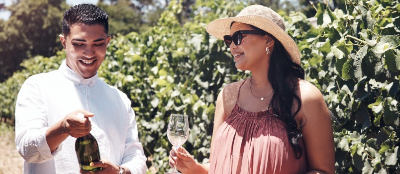 Young couple on a date outside
