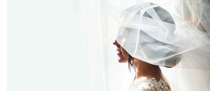 Bride wearing wedding dress