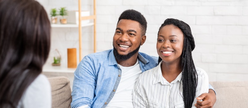 Couple sitting in counselor office