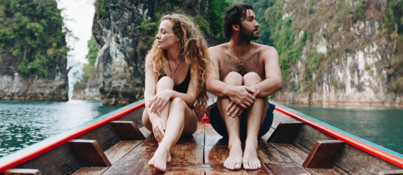 Travelling couple having an argument