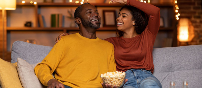 Couple enjoying movie