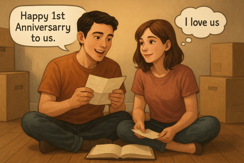 Couple celebrating 1st anniversary