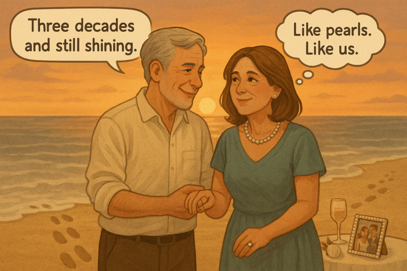Couple celebrating 30th anniversary