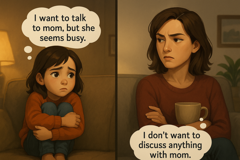 Daughter suffering from a childhood trauma