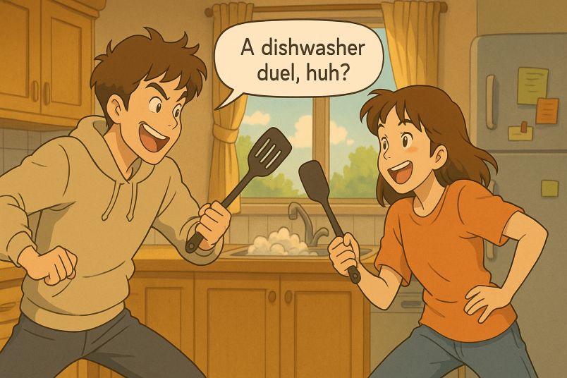 Goofy couple funny fight