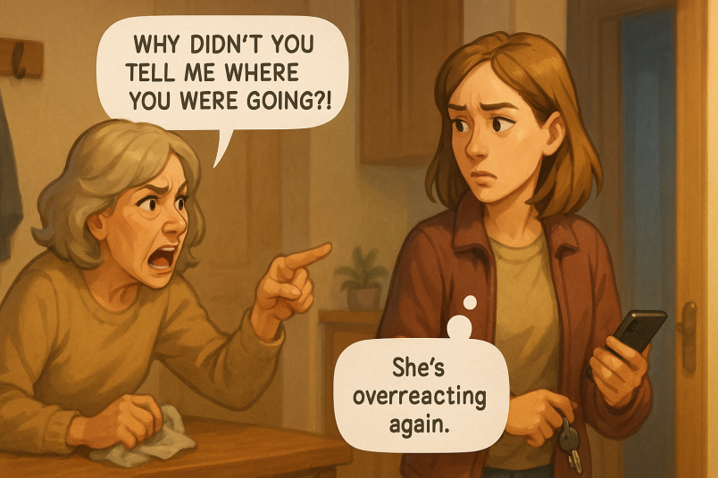 Mother scolding her daughter
