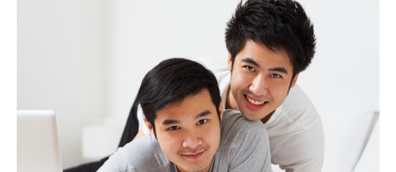 Gay couple spending day together