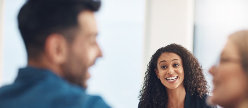 Couple looking at each other during counseling session