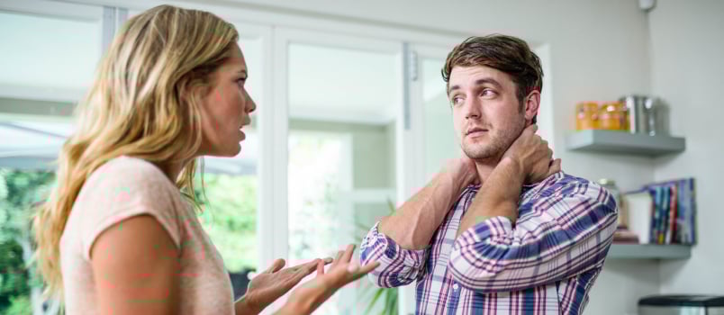 Upset couple having an argument