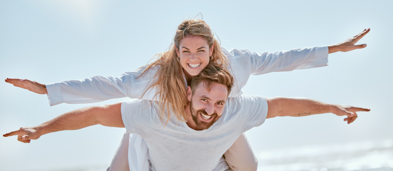 Happy couple enjoying outside