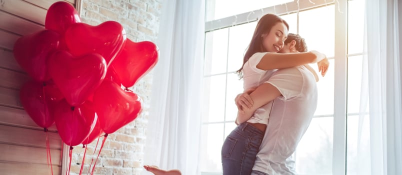 Young couple hugging each other