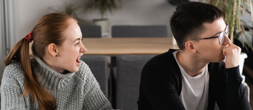 Young women yelling on her boyfriend