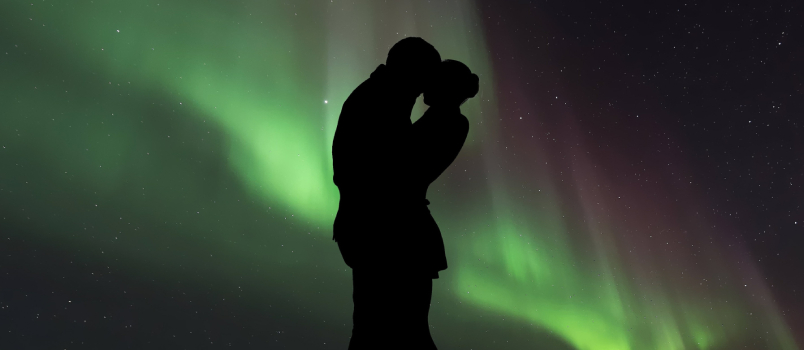 Love beautiful couple night aurora