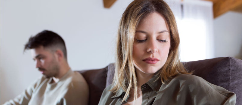 Angry young couple not talking to each other