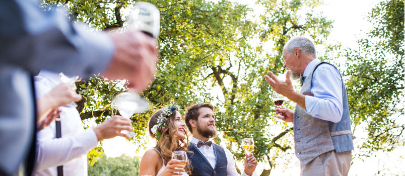 Senior man giving wedding speech
