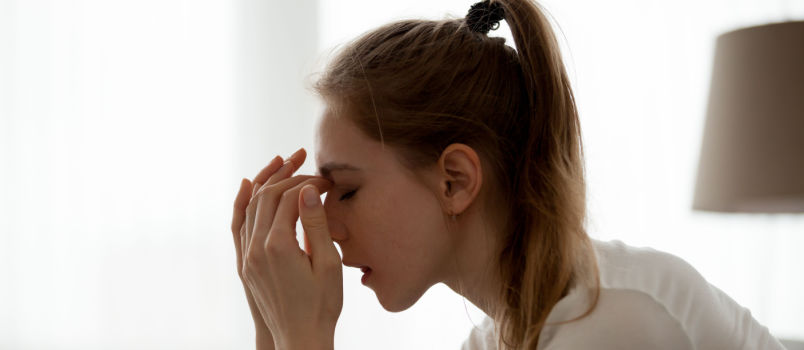 Frustrated female sitting alone
