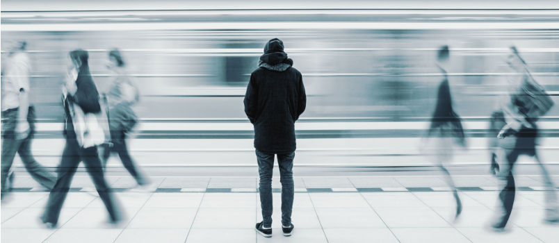 Long exposure picture lonely man