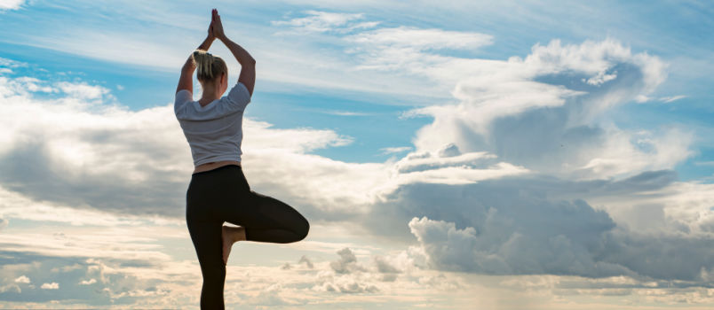 Women practicing yoga