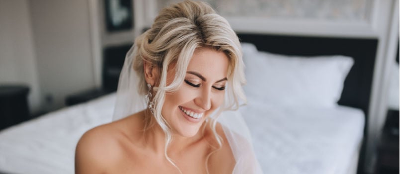 Smiling blonde bride