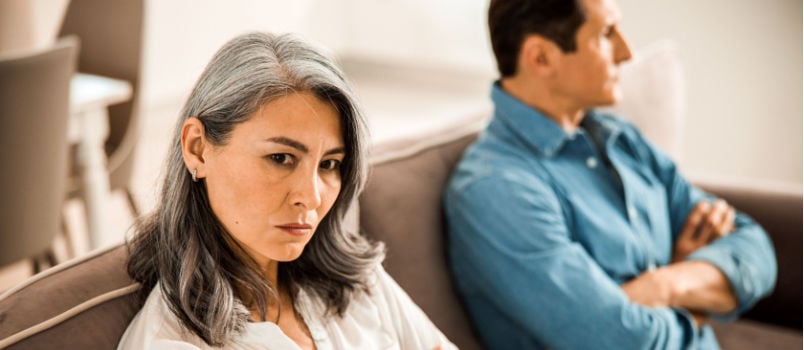 Mature couple not talking to each other