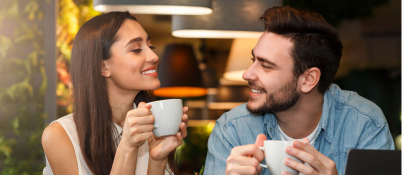Young couple having coffee drink