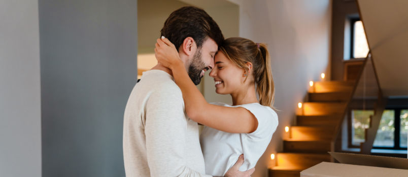 Happy couple showing love affection