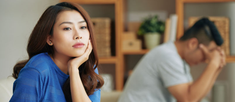 Sad young women sitting