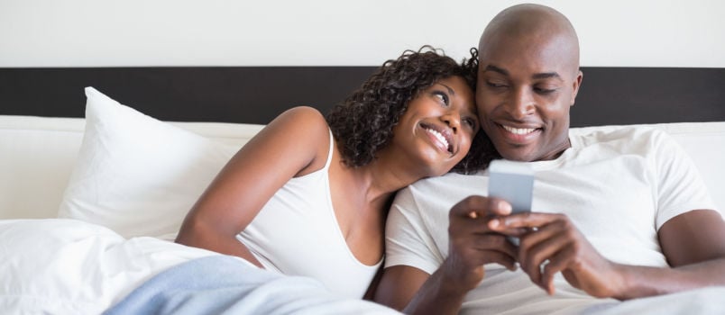 Happy couple cuddling