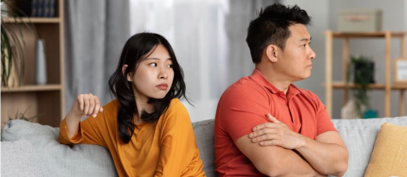 Couple looking angry