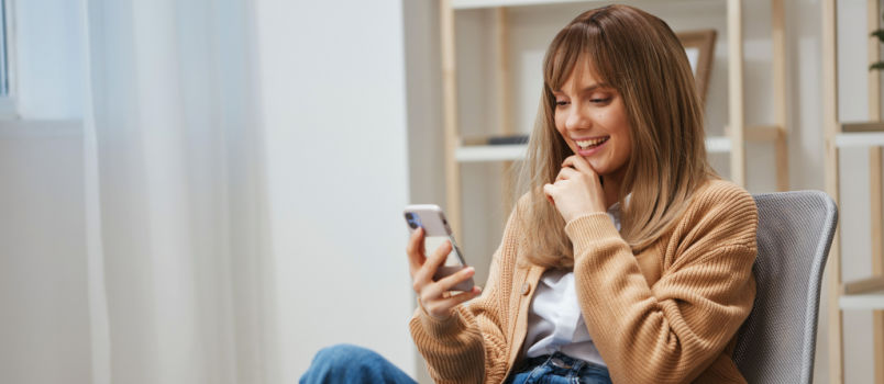 Lady using smartphone